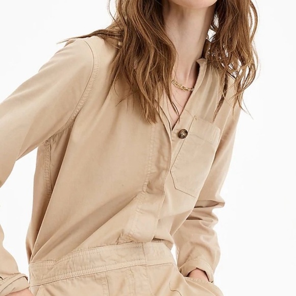 J. Crew Foundry Chino Coveralls Jumpsuit W’s 2 Khaki AW339 Minimalist Utility - Picture 3 of 16